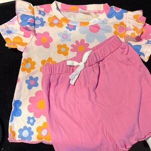 Floral Kids Pajama Set - Pink and Multicolor